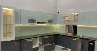 Tủ bếp inox cánh kính